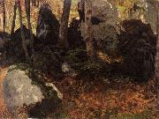 Carl Schuch Bemooste Felsblocke im Wald Spain oil painting artist